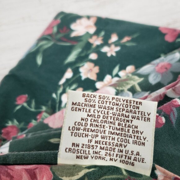 Croscill Granada Green & Pink Floral Valance Curtain with Rod Pocket 88" X 17" - Picture 3 of 5